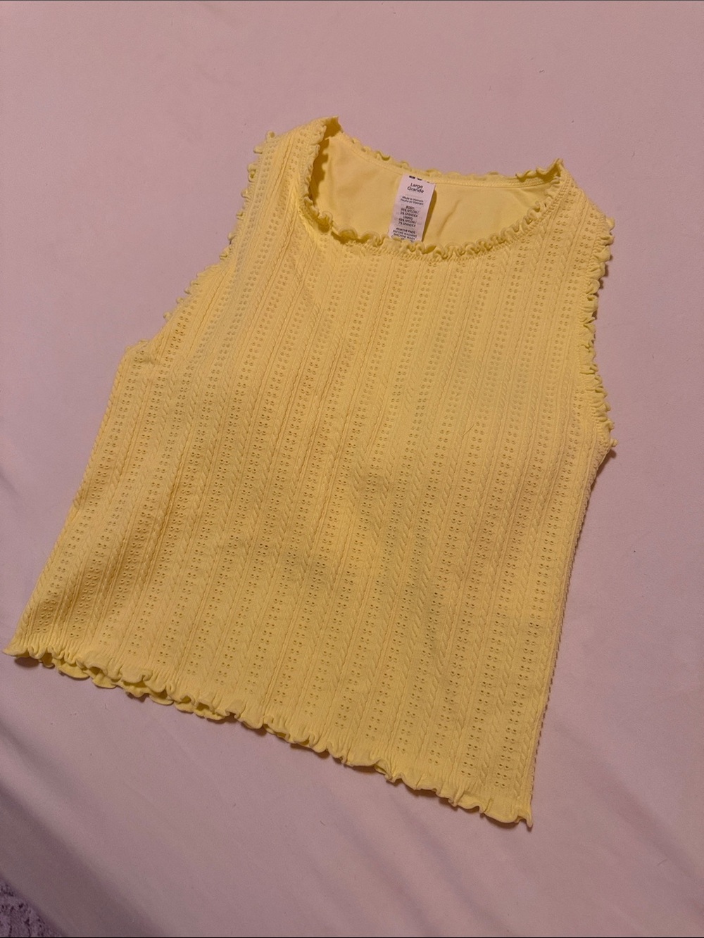 JoyLab Yellow Eyelet Knit Ruffled Tank